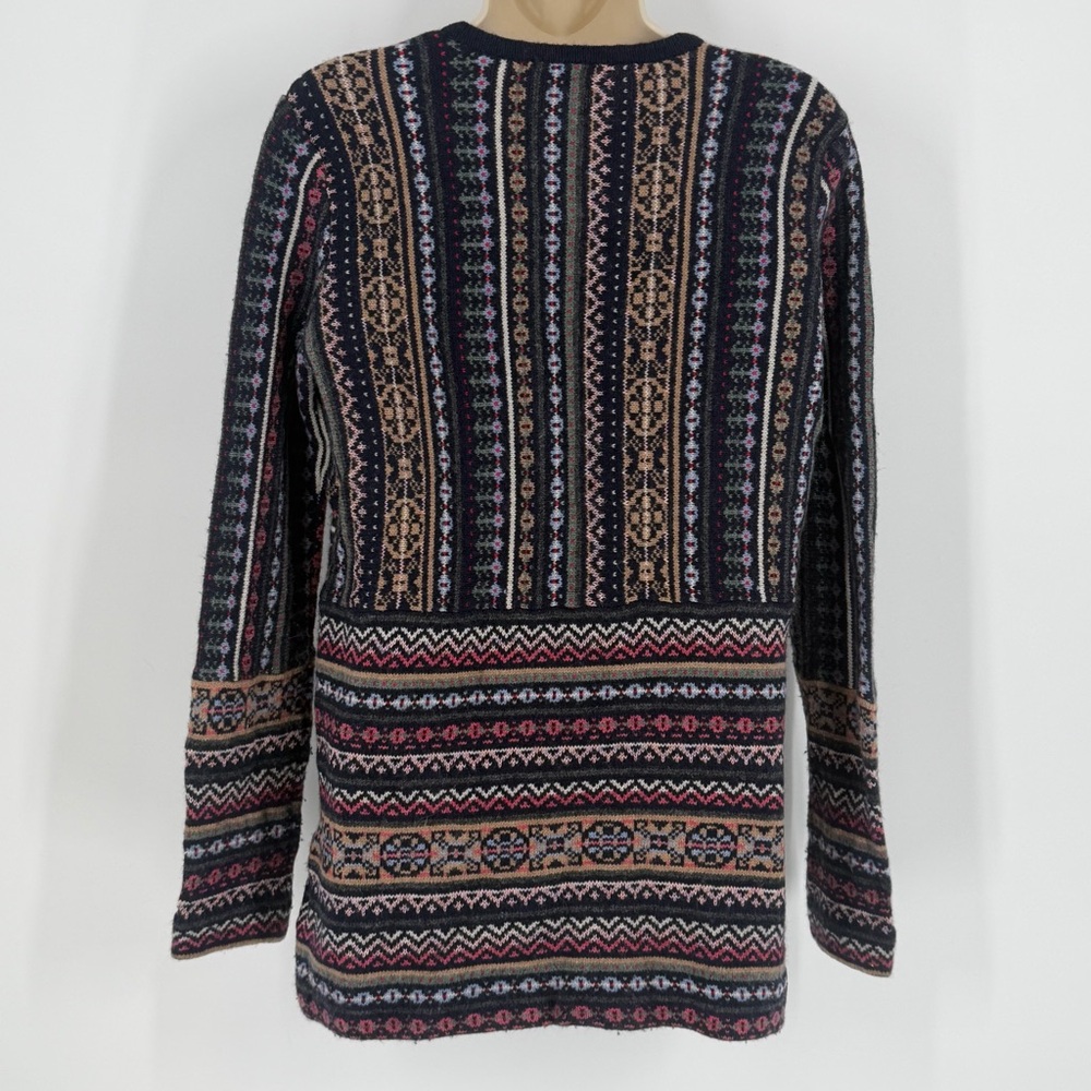 Tory Burch Fair Isle Alpaca Wool V-Neck Boho Tunic Sweater sz S Apres Ski Lodge - Picture 8 of 16